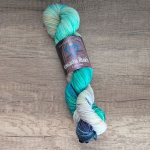 Hand-Dyed Yarn in Teal and Cream